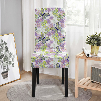 Rožių gėlių kėdžių užvalkalai valgomajam Spausdinti tamprūs valgomojo kėdės užvalkalai, nuimami, nuimami virtuvės viešbučio restoranui