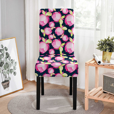 Rožių gėlių kėdžių užvalkalai valgomajam Spausdinti tamprūs valgomojo kėdės užvalkalai, nuimami, nuimami virtuvės viešbučio restoranui