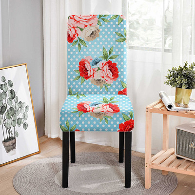 1 vnt Flower Butterfly Theme Elastinis valgomojo kėdės užvalkalas aukšta nugara nuo nešvarumų Valgomojo kėdžių apsauga Universalus dydis