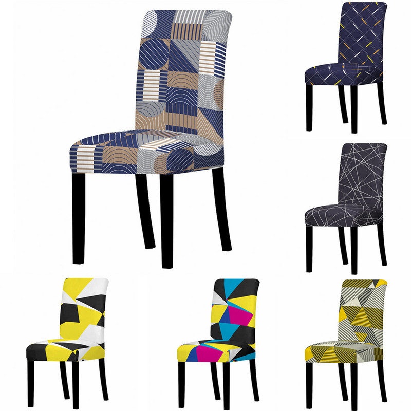 Ģeometrijas krēsla pārvalks Dzīvojamās istabas Ēdamistabas Elastīgie Krēslu Pārvalki Spandex Elastīgie Elastīgi Biroja Krēsla futrālis Pretnetīrības Noņemams 1PC