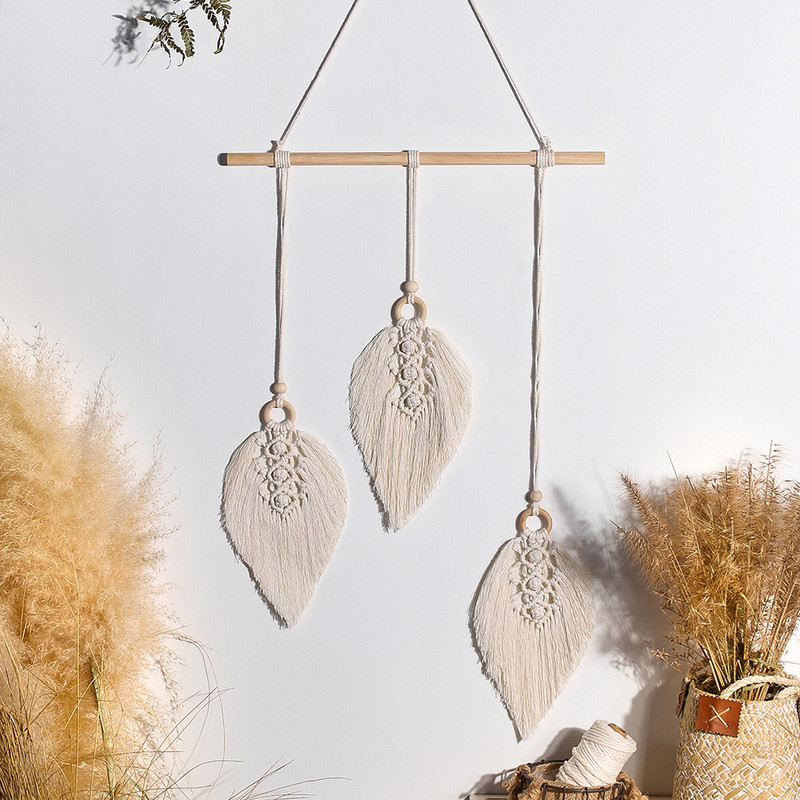 Levél makramé fal lakberendezési akasztó makramé álomfogó karácsonyi szoba dekoráció nappali dekor esküvői parti