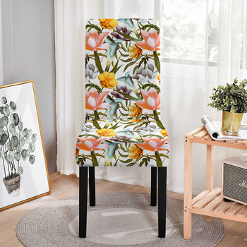 Еластичен калъф в стил цвете за трапезни столове с висока облегалка против замърсяване, миещи се разтегателни калъфи за столове за кухня, хотелско парти 1 бр.