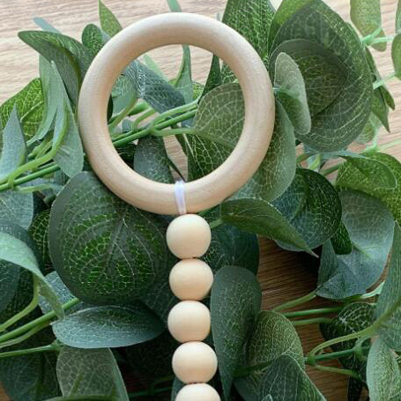 Bērnu istabas gredzenu rotājumi Garland Pušķis Koka krelles aukla Bērnu istabas dekorācijas kulons 2023 Jaunums