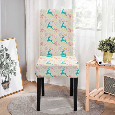 Kalėdų elnio sėdynės kėdės užvalkalas Elastingas valgomojo kėdės užvalkalas vestuvių pokyliui Poliesterio sėdynės apsauga universalus dydis