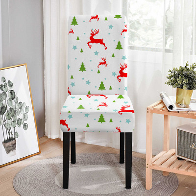 Kalėdų elnio sėdynės kėdės užvalkalas Elastingas valgomojo kėdės užvalkalas vestuvių pokyliui Poliesterio sėdynės apsauga universalus dydis