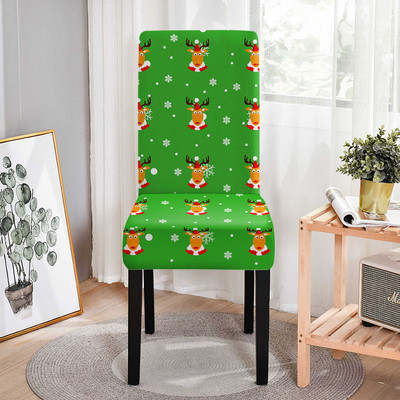Kalėdų elnio sėdynės kėdės užvalkalas Elastingas valgomojo kėdės užvalkalas vestuvių pokyliui Poliesterio sėdynės apsauga universalus dydis