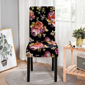 Ar rožu ziediem apdrukāts elastīgs krēsla pārvalks Elastīgs biroja ēdamistabas krēslu pārvalks Kāzu bankets Hostel Mājas dekors Housse De Chaise