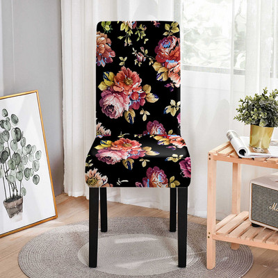 Ar rožu ziediem apdrukāts elastīgs krēsla pārvalks Elastīgs biroja ēdamistabas krēslu pārvalks Kāzu bankets Hostel Mājas dekors Housse De Chaise