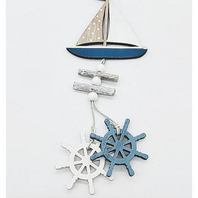 Vidusjūras stila dekoratīvie tīkliņveida jūras tīkliņu sienas dekorējumi gliemežvāku zivju laiva koka sienas piekaramie piekariņi mājas dekors