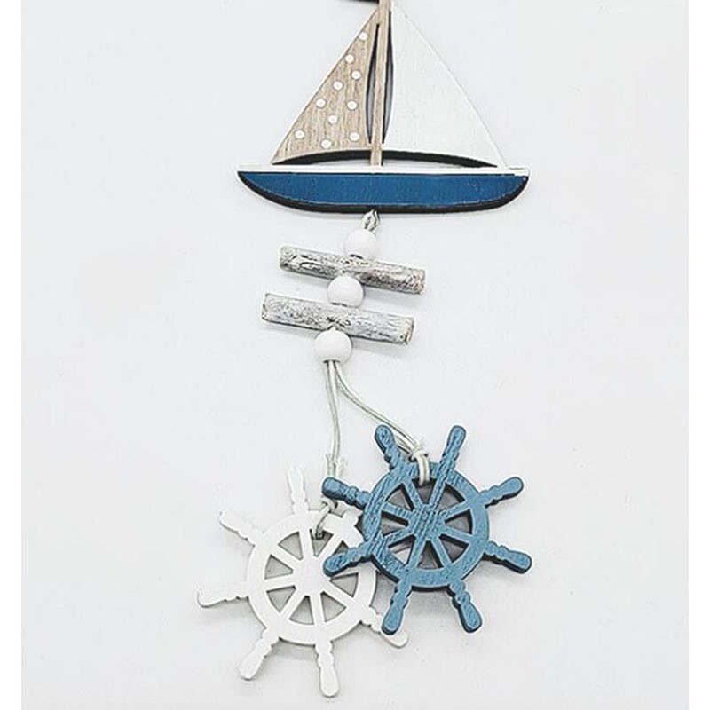 Vidusjūras stila dekoratīvie tīkliņveida jūras tīkliņu sienas dekorējumi gliemežvāku zivju laiva koka sienas piekaramie piekariņi mājas dekors