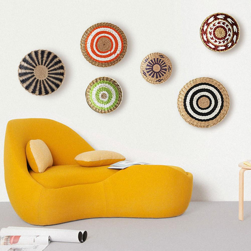 Austas sieninis krepšelio dekoras Natūralus Boho jūros žolių dubuo vaisiams iš rotango pakabinamas dekoratyvus namams miegamojo virtuvės svetainės komplektas iš 1