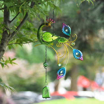 Κρεμαστό Κουδούνι Κουδούνι σε σχήμα παγώνιων με μεταλλικό ζωγραφισμένο Εσωτερικό εξωτερικό μπαλκόνι Διακόσμηση κήπου Κρεμαστό στολίδι