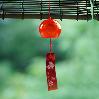 Стъклени камбанки в японски стил Висящи занаяти Wind Bell Home Decor Сакура Cherry Blossom Pattern Pendnat Chimes Wind Bells
