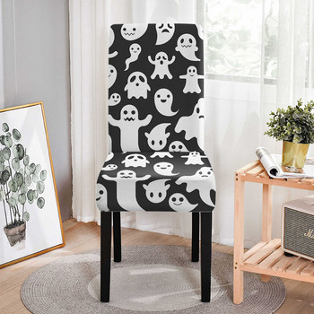 Разтегателен калъф за стол за Хелоуин за трапезария Карикатура на тиквен модел Еластични калъфи за столове Протектор за стол с висока облегалка против замърсяване