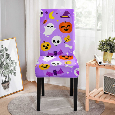 Helovīna izstieptais krēsla pārvalks ēdamistabai multfilmas ķirbju raksta elastīgie krēslu pārvalki ar augstu atzveltni pret netīrumu krēsla aizsargs