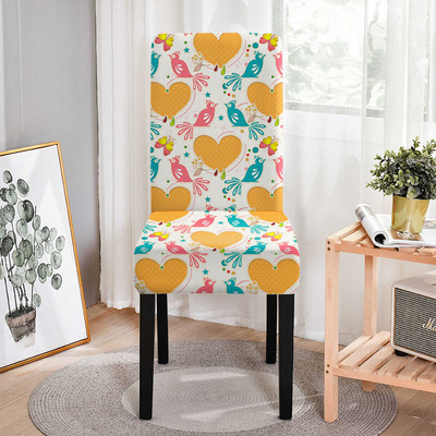 Gėlių paukščių kėdžių užvalkalai valgomajam Įtemptas valgomojo kėdės užvalkalas, nuimamas, nuimamas virtuvės viešbučio restoranui 1vnt
