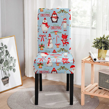 3D Коледен калъф за стол с принт на Дядо Коледа за трапезария Калъфки за седалки с висока облегалка за трапезни столове Протектор Xmas Navidad Gift