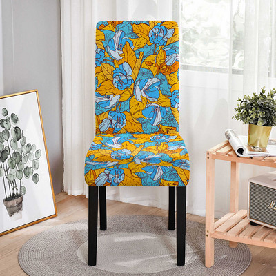 Ziedu augu raksts Elastīgie ēdamistabas krēsli Protector Spandeksa krēsla pārvalks ēdamistabai Pretnetīrības sēdekļu pārvalki banketiem