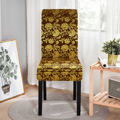 Ziedu augu raksts Elastīgie ēdamistabas krēsli Protector Spandeksa krēsla pārvalks ēdamistabai Pretnetīrības sēdekļu pārvalki banketiem