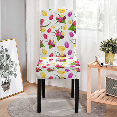 Ziedu augu raksts Elastīgie ēdamistabas krēsli Protector Spandeksa krēsla pārvalks ēdamistabai Pretnetīrības sēdekļu pārvalki banketiem