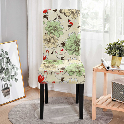 Ziedu augu raksts Elastīgie ēdamistabas krēsli Protector Spandeksa krēsla pārvalks ēdamistabai Pretnetīrības sēdekļu pārvalki banketiem