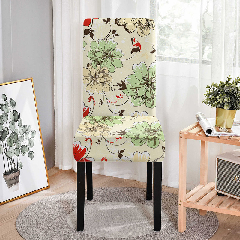 Ziedu augu raksts Elastīgie ēdamistabas krēsli Protector Spandeksa krēsla pārvalks ēdamistabai Pretnetīrības sēdekļu pārvalki banketiem