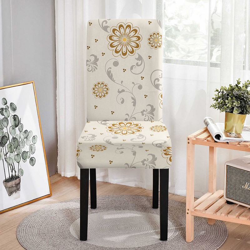 Elastingas kėdės užvalkalas su gėlių spauda tamprus kėdės užvalkalas vestuvėms viešbučiams banketams.