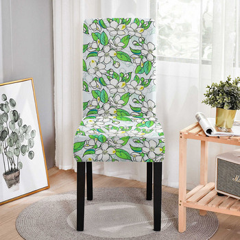Κάλυμμα καρέκλας Stretch Tropical Plant Nordic Style Flowers Εκτύπωση Δείπνου Αντι-βρώμικου καλύμματα καθισμάτων κουζίνας 1 τεμ. Housse De Chaise