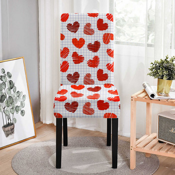Ελαστικό κάλυμμα καρέκλας για τραπεζαρία Love Heart Prints Stretch καλύμματα καρέκλας για καρέκλες τραπεζαρίας Προστατευτικό καρέκλας δείπνου γάμου