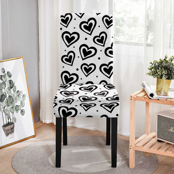 Еластичен калъф за стол за трапезария Любовни щампи на сърца Разтегателни калъфи за столове за трапезни столове Протектор за сватбени банкети