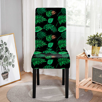 Калъфка за столове с принт на тропически растения от спандекс за столове за трапезария Калъфки за столове с висока облегалка за парти Декорация на дома в хола