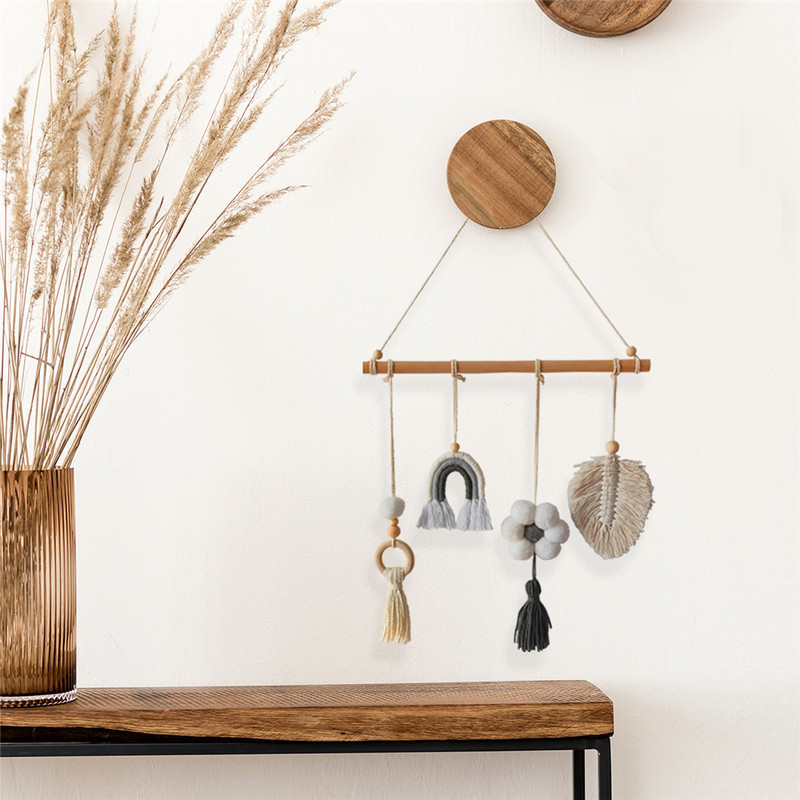 Medinis pakabinamas sienos dekoras Debesis Vaivorykštė Veltinys Sienų Menas Papuošalai Vaikų dekoras Miegamojo Namų Vaikų Kambario Kūdikių Kambario Apdaila