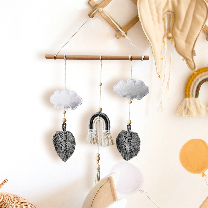 Medinis pakabinamas sienos dekoras Debesis Vaivorykštė Veltinys Sienų Menas Papuošalai Vaikų dekoras Miegamojo Namų Vaikų Kambario Kūdikių Kambario Apdaila