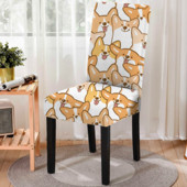 1gab jauks mājdzīvnieku suņu raksta elastīgs krēsla pārvalks karikatūra pretapaugšanas ēdamistabas krēsla pārvalks mazgājams spandeksa sēdekļa pārvalks noņemams