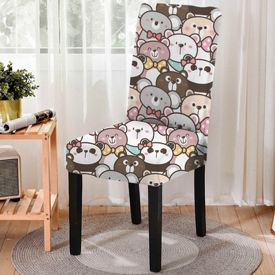 1gab jauks mājdzīvnieku suņu raksta elastīgs krēsla pārvalks karikatūra pretapaugšanas ēdamistabas krēsla pārvalks mazgājams spandeksa sēdekļa pārvalks noņemams