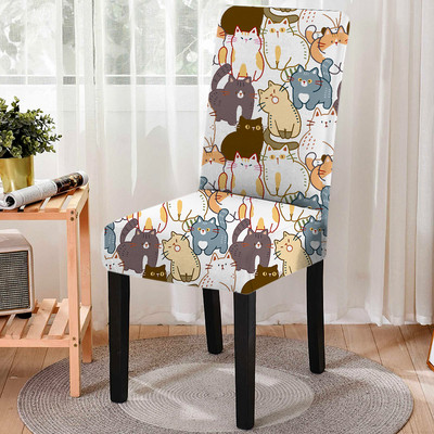 1gab jauks mājdzīvnieku suņu raksta elastīgs krēsla pārvalks karikatūra pretapaugšanas ēdamistabas krēsla pārvalks mazgājams spandeksa sēdekļa pārvalks noņemams