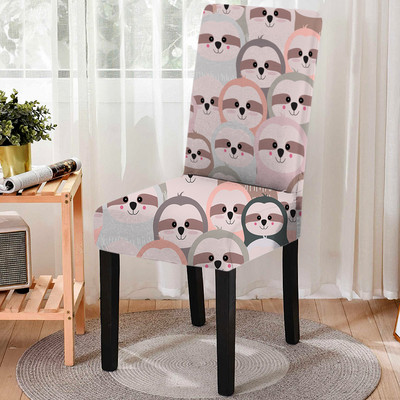 1gab jauks mājdzīvnieku suņu raksta elastīgs krēsla pārvalks karikatūra pretapaugšanas ēdamistabas krēsla pārvalks mazgājams spandeksa sēdekļa pārvalks noņemams