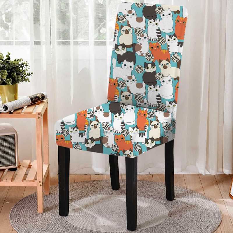1gab jauks mājdzīvnieku suņu raksta elastīgs krēsla pārvalks karikatūra pretapaugšanas ēdamistabas krēsla pārvalks mazgājams spandeksa sēdekļa pārvalks noņemams