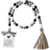 Koka pērlīšu vītnes Mājas dekorēšana Roku darbs Boho koka pērlīšu vītne ar džutas zemniecisku pušķi un mājas birkas piekarināmi sienas ornamenti