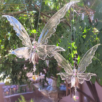Crystal Guardian Fairy Angel Wings Fairy Crystal Στολίδια Suncatcher Creative Metal Wind Chimes Διακοσμητικά κήπου σπιτιού