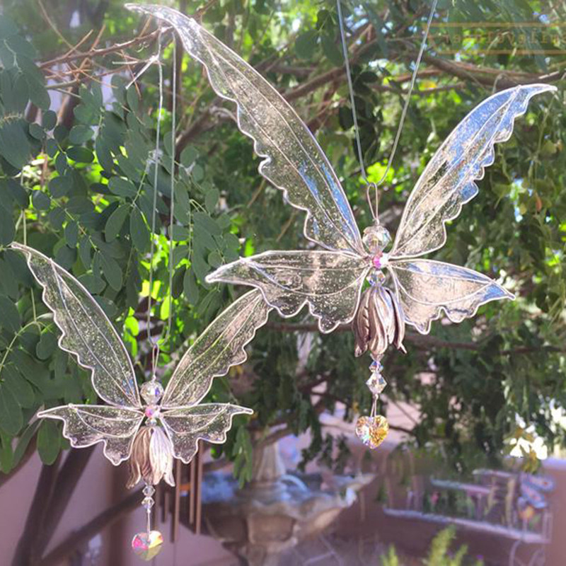 Kristāla aizbildņa pasaka eņģeļa spārni pasaku kristāla ornamenti Saules ķērējs Radoši metāla vēja zvani mājas dārza rotājumi