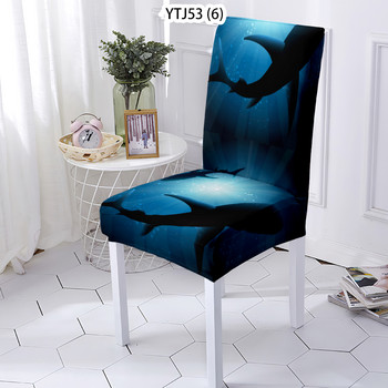 Animal Style Chair Cushion Extensible Chair covers Ocean Animal Pattern Κάλυμμα καρέκλας Dog Printing Chairs Covers Home Stuhlbezug