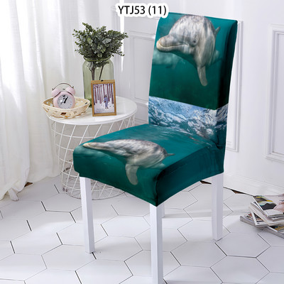 Jastuci za stolice u životinjskom stilu, rastezljive navlake za stolice Ocean, životinjski uzorak, navlake za stolice Navlake za stolice s printom pasa Home Stuhlbezug