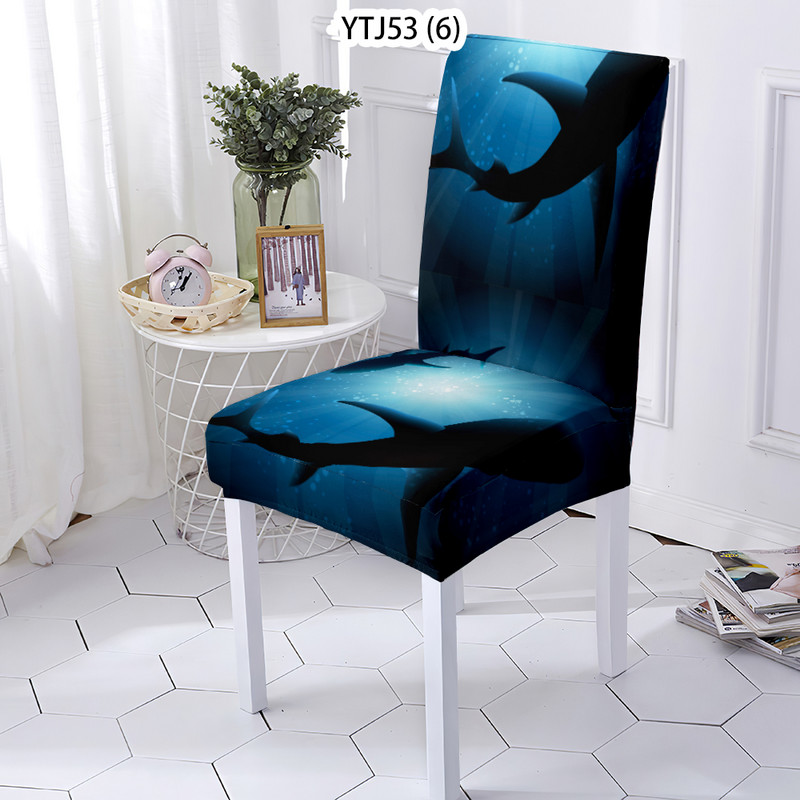 Animal Style Chair Cushion Extensible Chair covers Ocean Animal Pattern Κάλυμμα καρέκλας Dog Printing Chairs Covers Home Stuhlbezug