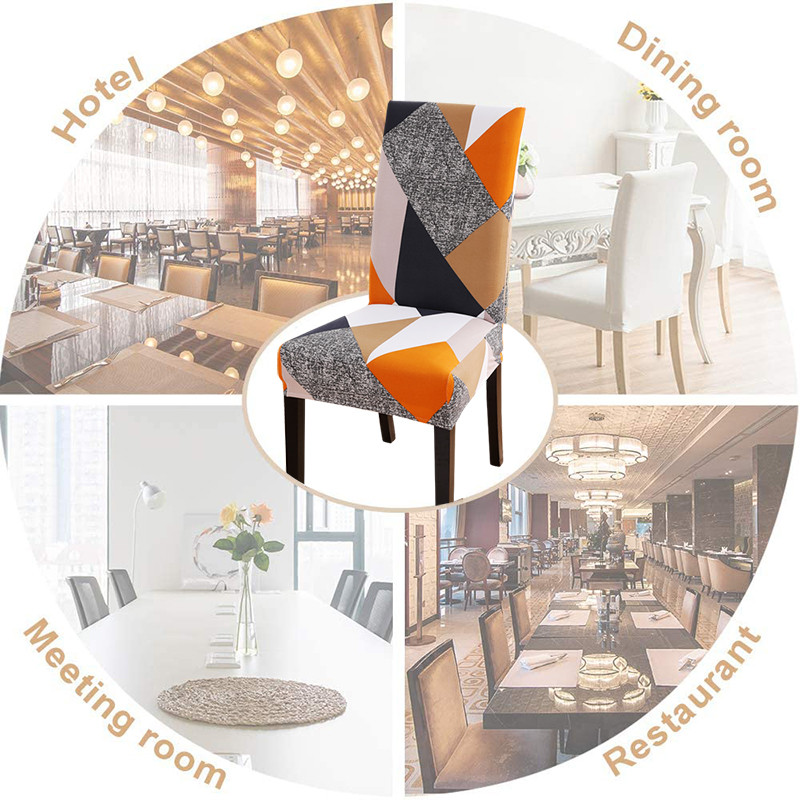 1pcSpandex Husă pentru scaun elastic pentru sufragerie, birou, scaune cu spătar înalt, frunze, trandafir, imprimeu cu flori