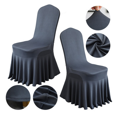 1 τμχ Καλύμματα καρέκλας γάμου Στυλ φούστα Spandex Lycra Universal με βολάν Μπουκέτο Ξενοδοχείου Παρουσίαση για πάρτι γενεθλίων Διακόσμηση Χοντρός