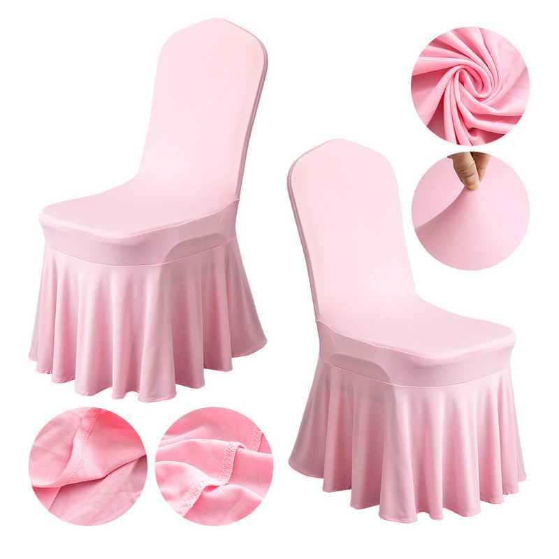 1 τμχ Καλύμματα καρέκλας γάμου Στυλ φούστα Spandex Lycra Universal με βολάν Μπουκέτο Ξενοδοχείου Παρουσίαση για πάρτι γενεθλίων Διακόσμηση Χοντρός