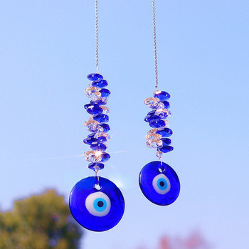 Lucky Blue Eye Pendant Mystic Devil Pendulum Protection Турски амулет Декорация за окачване на стена от кристални стъклени мъниста Подарък