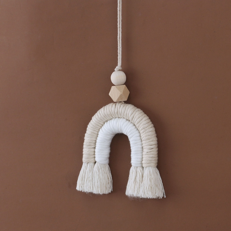 „Makrame“ vaivorykštė, pakabinama ant sienos, „Boho“ namų dekoro reikmenys vakarėliams Kūdikių dušas bendrabutyje Vaikų kambario karoliukai automobilio papuošalai