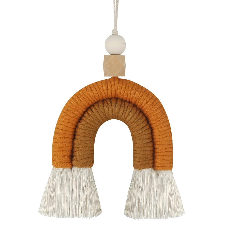 „Makrame“ vaivorykštė, pakabinama ant sienos, „Boho“ namų dekoro reikmenys vakarėliams Kūdikių dušas bendrabutyje Vaikų kambario karoliukai automobilio papuošalai